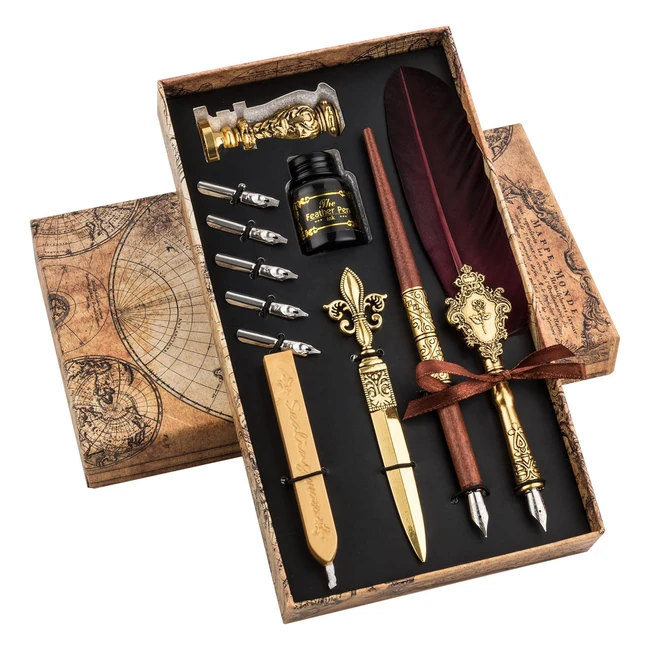 Hethrone Calligraphy Set - Complete Beginner's Kit with Feather Quill Pen and Accessories