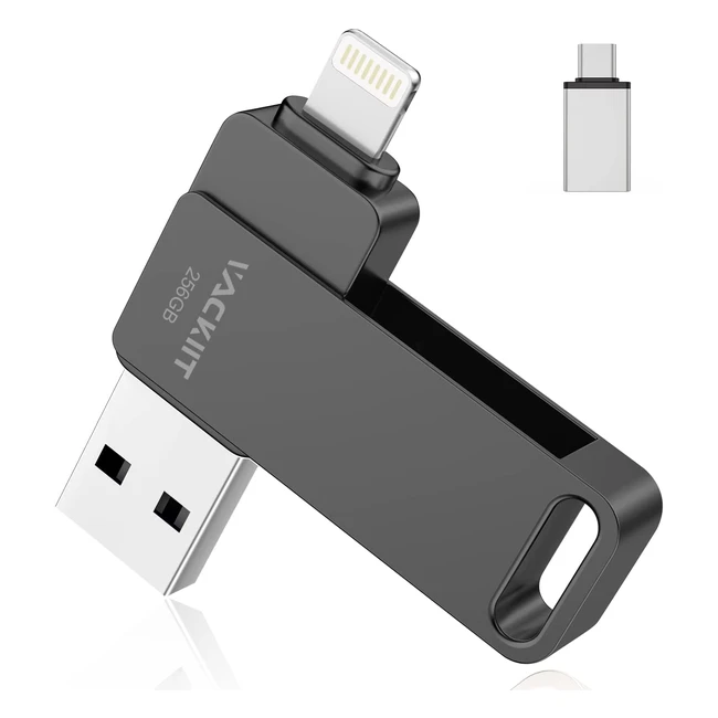 Cle USB 256 Go pour iPhone Apple - Vackiit Lightning - Stockage Externe - MFI Lightning/USB 3.0/Type C