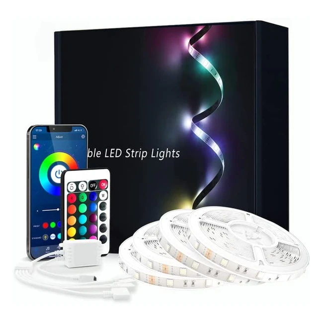Phopollo LED Strip Lights - 60m Music Sync App Control Ultralong 12V Lights f