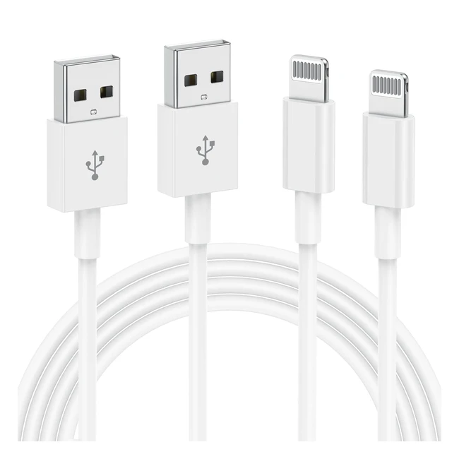 2-Pack Apple MFI Certified Lightning Cable 2m - Fast Charging for iPhone 13/12/11 Pro Max/X/XS/Max/XR/8/7/6 - Upgraded C89 Terminal