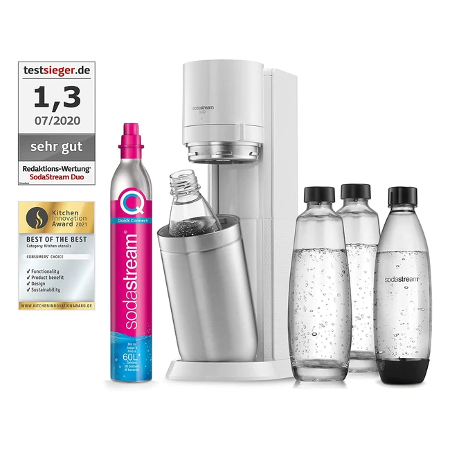 Sodastream Duo Wassersprudler mit CO2-Zylinder, 2x Glas- und 2x Kunststoffflaschen, weiß, H 44 cm