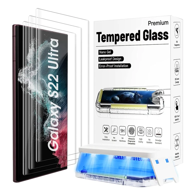 3 Pack Ultra Glass Screen Protector for Samsung Galaxy S22 Ultra - Full HD 3D Cu