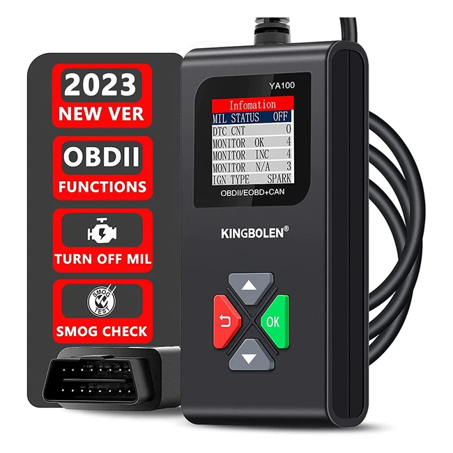 Escáner de diagnóstico OBD2 Kingbolen YA100 para coches, con prueba de EVAP y sensor de O2, soporte EOBD, lectura de códigos de error y datos en tiempo real
