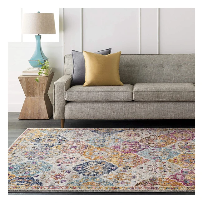 Surya Sicily Vintage Teppich, Orientteppich für Wohnzimmer, Esszimmer, Schlafzimmer, kurzfloriger Boho-Teppich für einfache Pflege, 120 x 170 cm in Senfgelb