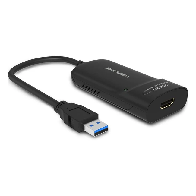 Adaptador HDMI USB 3.0 Wavlink - Resolución 2048x1152 - Puerto de audio - Windows 10/8/7/XP - Negro