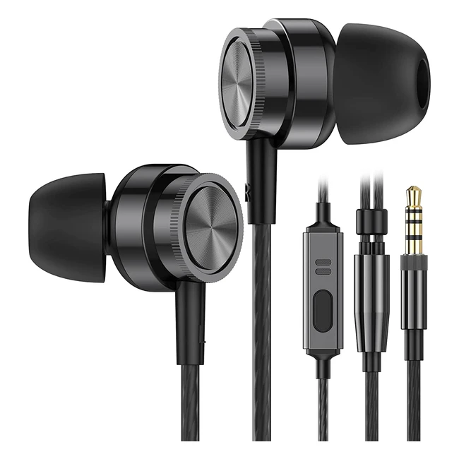 Pure Sound Wired Earbuds with Microphone  Strong Bass for Samsung Android Tab