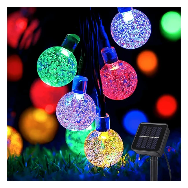 Solar Garden Lights - 40 LED Crystal Globe Fairy Lights with 8 Modes - IP65 Waterproof