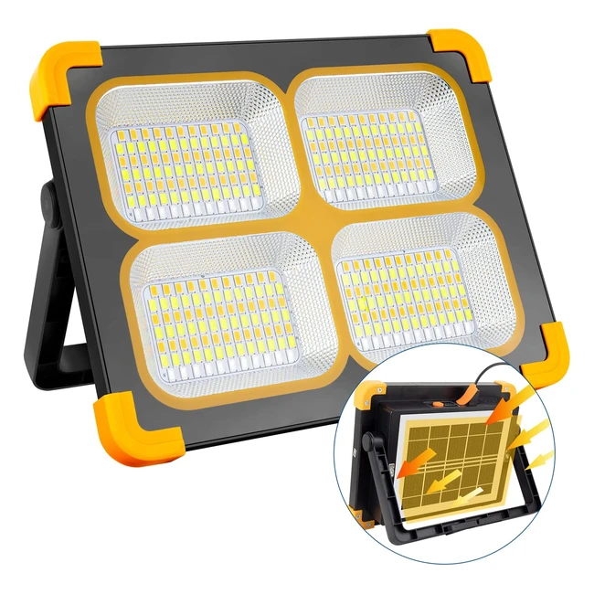 Foco LED 100W recargable con panel solar y 348 LED - Impermeable para emergencia