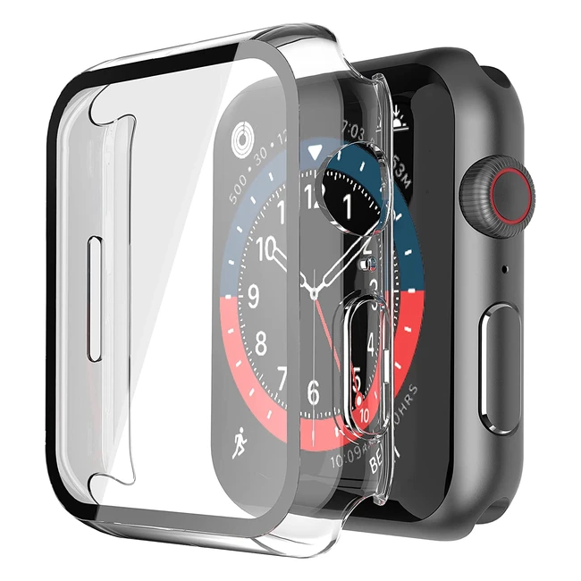Custodia rigida trasparente Misxi con vetro temperato per Apple Watch Series 8 e 7 - Protezione schermo ultra sottile e antigraffio