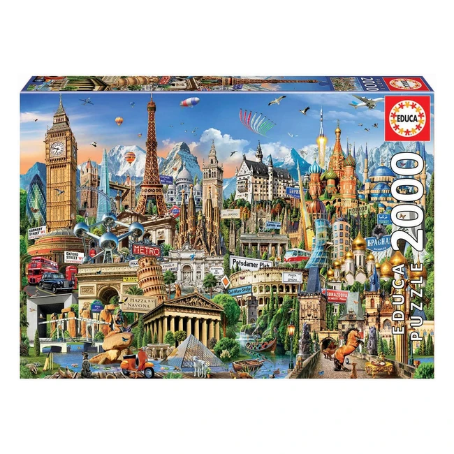 Puzzle Europa 2000 piezas - Educa Genuine - Símbolos de ciudades europeas