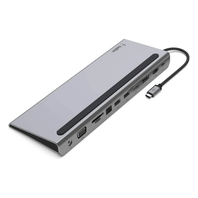 Base Dock Belkin USB-C Multipuerto con HDMI, DisplayPort, VGA y carga passthrough PD de 100W - Macbook Pro, Air, XPS y más