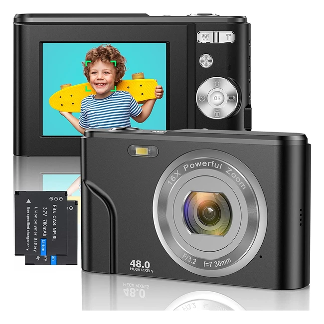 Fotocamera Digitale 1080p FHD Mini con Messa a Fuoco Automatica Zoom Digitale 1