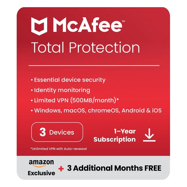 McAfee Total Protection 2023 - Antivirus, VPN, Password Manager - 3 Devices