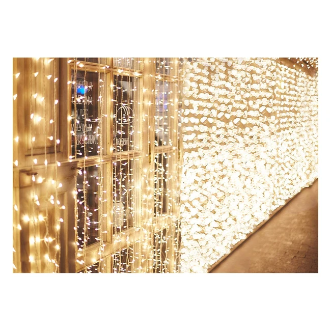 Rideaux Lumineux 600 LED 6m3m Idesion - Décoration Intérieure/Extérieure Mariage Noël Soirée Fête Halloween Saint-Valentin Blanc Chaud