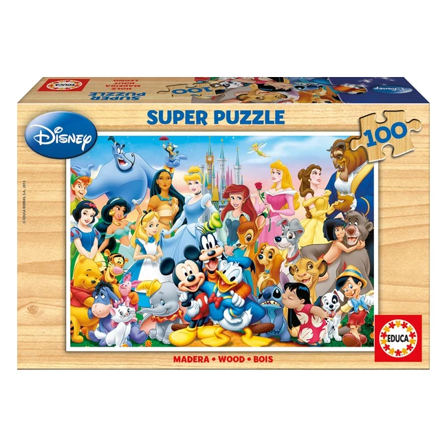 Puzzle en bois Educa 12002 WD 100 pièces - Le monde merveilleux de Disney