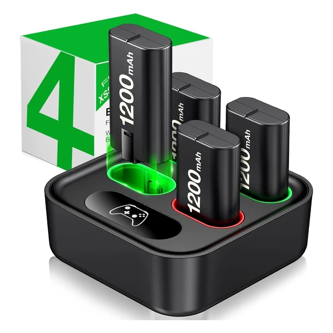 Rechargeable Xbox Controller Battery Packs with Charging Dock - Heylicool 4x1200mAh for Xbox Series X/S, One, Elite