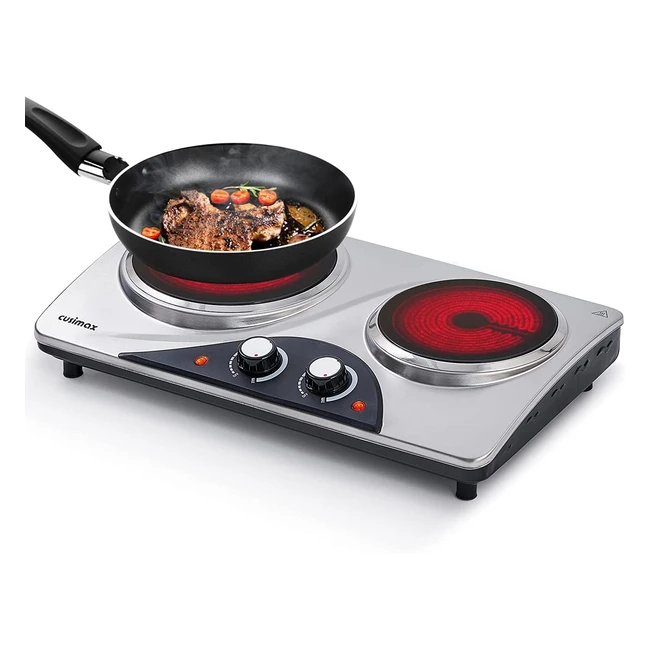 Plaque de cuisson électrique double Cusimax 2100W avec chaleur infrarouge - idéale pour la cuisine, le jardin et le camping