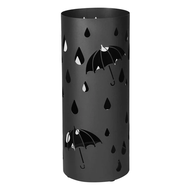 Songmics Regenschirmständer aus Metall mit herausnehmbarer Wasserauffangschale und Haken - Schwarz LUC23B