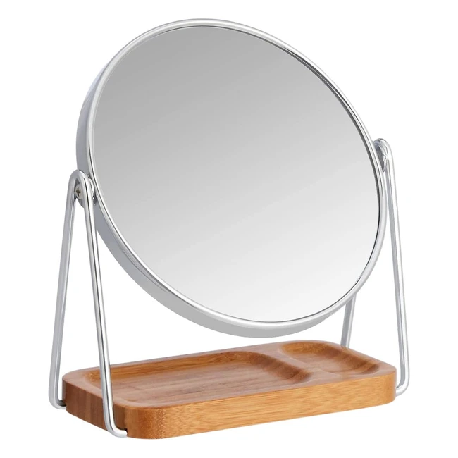 Amazon Basics Kosmetikspiegel mit rechteckigem Bambusregal Vergrerung 1x5x 