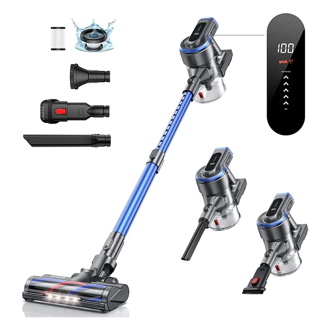 Honiture Cordless Vacuum S12 - 400W 33KPA, LCD Touch Screen, 55min Runtime, 4-in-1, Lightweight, Pet Hair & Hardwood Floor Cleaner