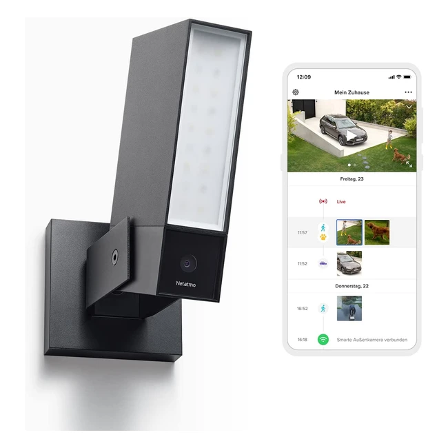 Netatmo Smarte berwachungskamera mit Beleuchtung Bewegungserkennung und Nacht