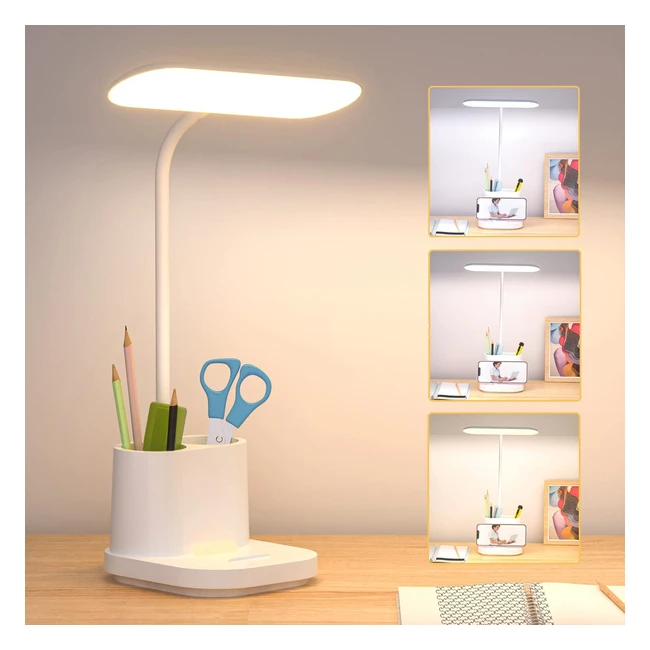 Lmpara de escritorio LED con luz nocturna y puerto USB - Regulable y protege l