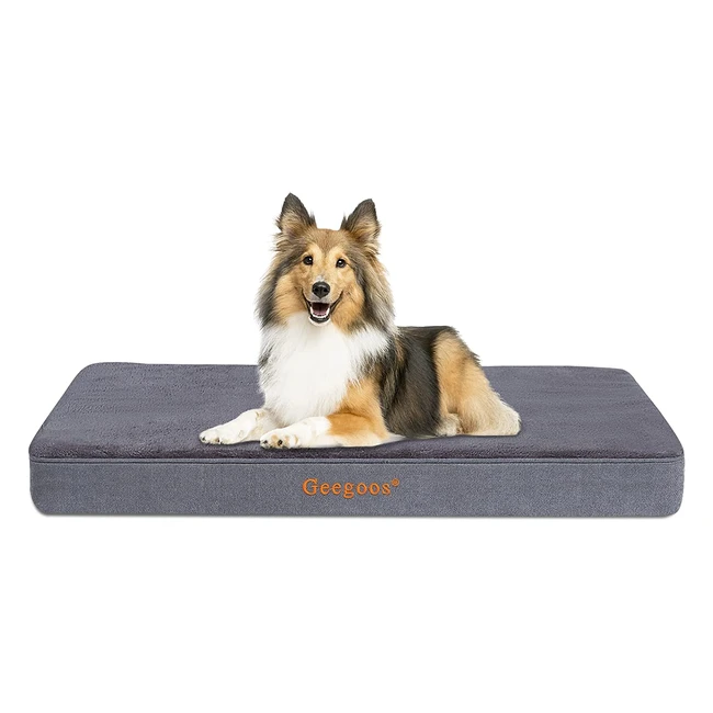 Geegoos XL Orthopedic Dog Bed - Memory Foam, Waterproof Liner, Removable Cover - Grey