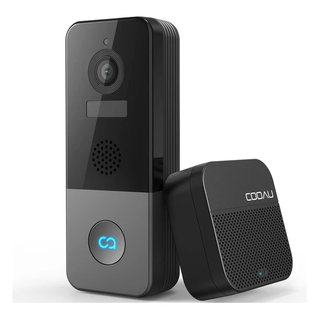 COOAU 2K Wireless Video Doorbell Camera - Battery Powered Smart Home Security 