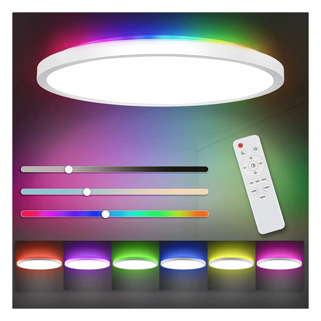 Plafonnier LED Dimmable Chedux 24W 3200LM IP44 RGB Rtroclairage avec Tlc