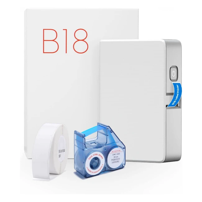 Imprimante d'étiquettes couleur B18 avec ruban encreur et ruban adhésif - Transfert thermique - Bluetooth portable pour bureau et domicile