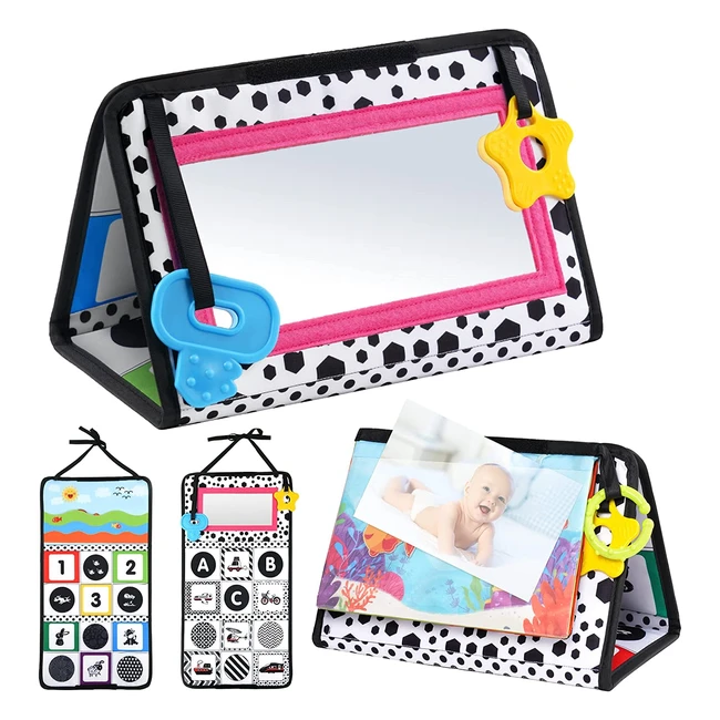 Specchio Montessori per Bambini - Giocattolo Educativo con Libro Sensoriale in Stoffa - Regalo per Bambini 0-12 Mesi