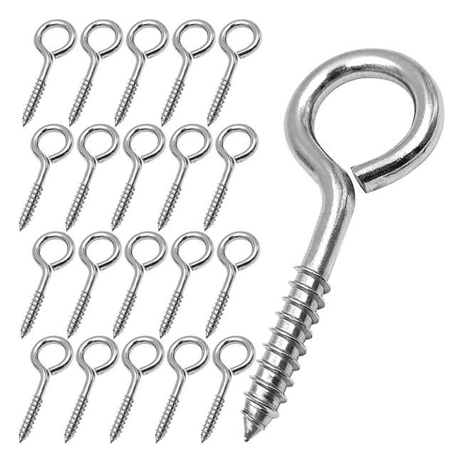 Heavy Duty Stainless Steel Eye Bolts - 20 Pack, Indoor/Outdoor Use