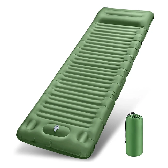 Matelas de camping Jemulice avec pompe intégrée, épaisseur améliorée de 12cm, tapis autogonflant avec oreiller pour randonnée, ultra-léger et compact