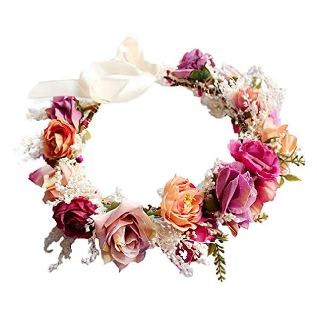 Couronne de fleurs Yazilind pour demoiselle dhonneur - Rose - Diamtre 17-18cm
