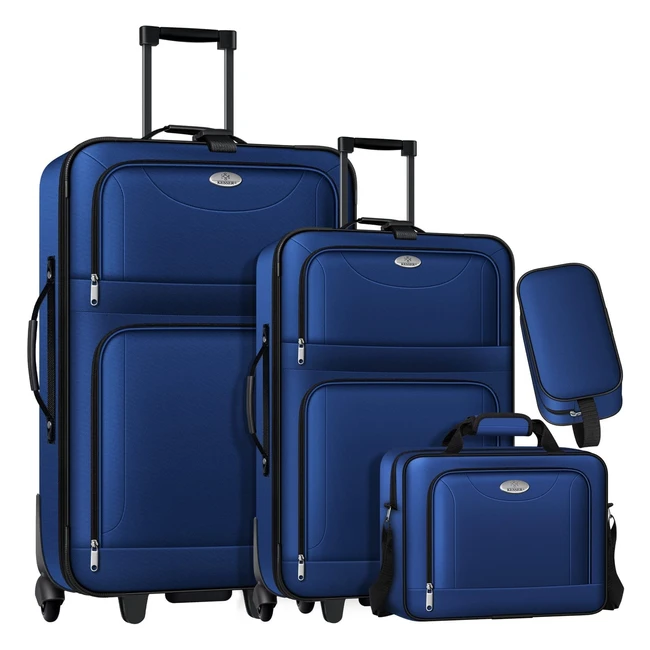 Kesser 4-teiliges Trolley-Koffer-Set mit Rdern Business-Set S M L XL blau
