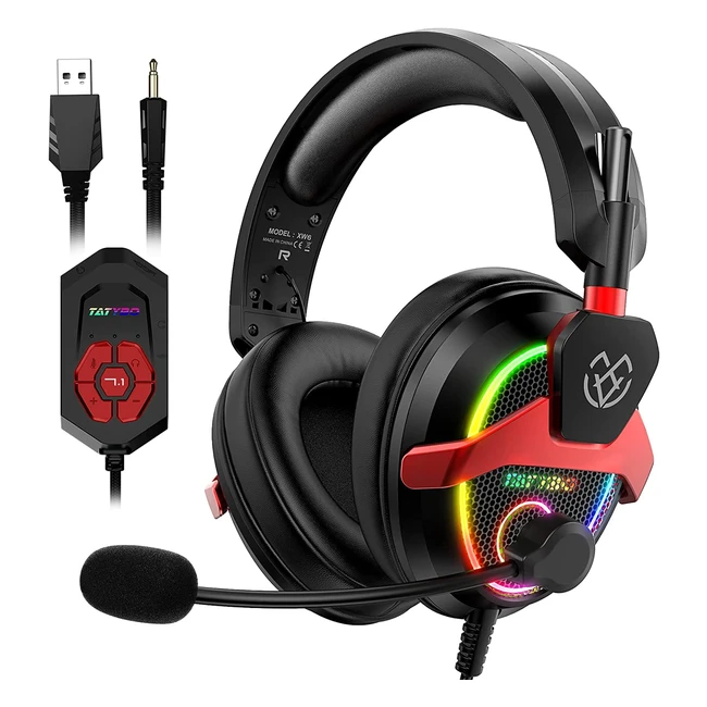 Casque Gaming Tatybo 71 pour PC PS4 PS5 Xbox One Switch - Son Surround 7.1, Micro Anti-Bruit, Confortable