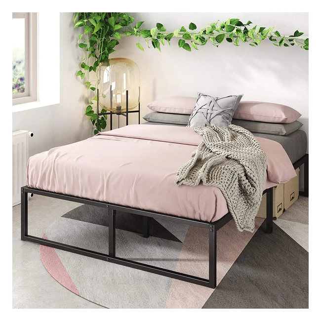 Zinus Lorelai Metal Platform Bed Frame - Strong, Stylish, and Spacious with Underbed Storage - Double, Black