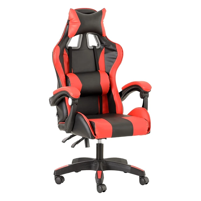 Sedia da gaming ergonomica Baroni Home con schienale regolabile e supporto lombare - Rosso