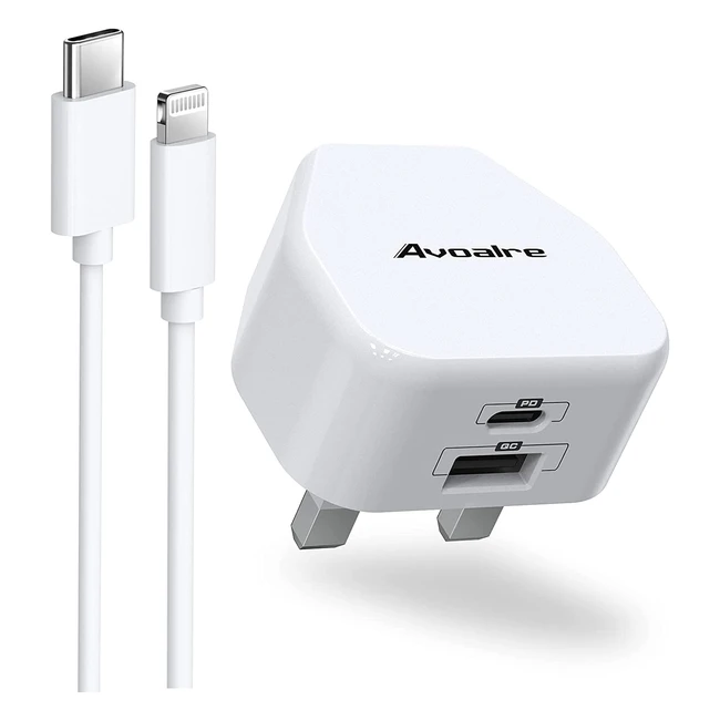 Avoalre iPhone Fast Charger Plug  Cable - 20W USB C Charger with 2 Ports  2m U