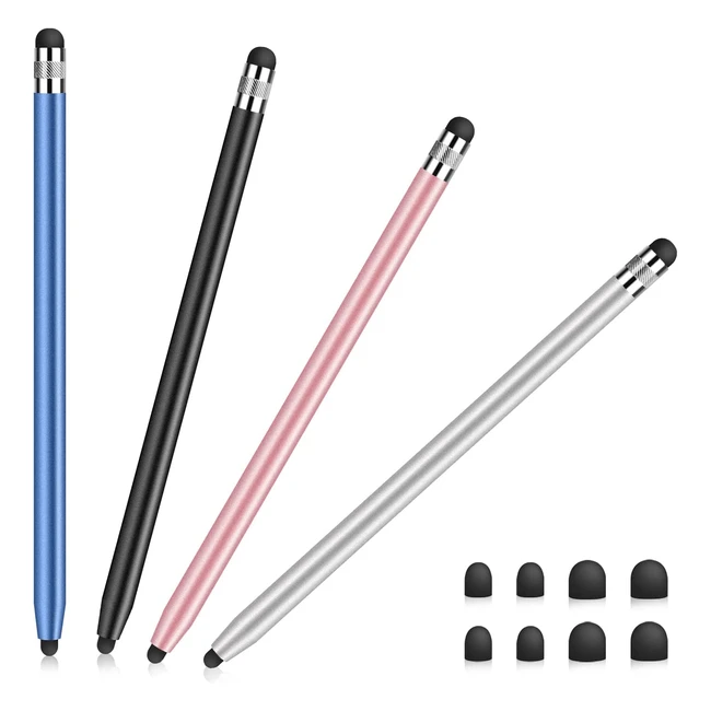 Mixoo Stylus Pens 4-Pack for Touch Screens - Sensitivity and Capacitive Stylus with 8 Spare Tips for iPad Pro/iPhone/Samsung Galaxy and More