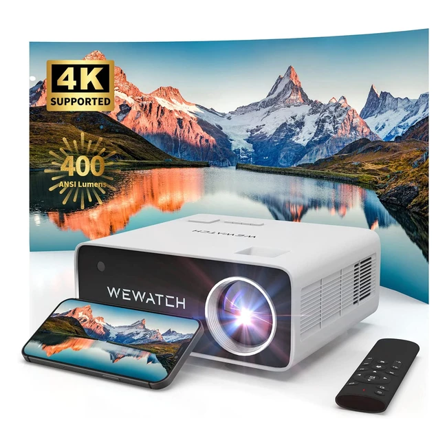 Proiettore 4K Wewatch V51 Pro con WiFi e Bluetooth - Risoluzione Nativa 1080p - 18500 Lumen LED - Home Cinema Video - Compatibile con Fire Stick, Smartphone e PS5