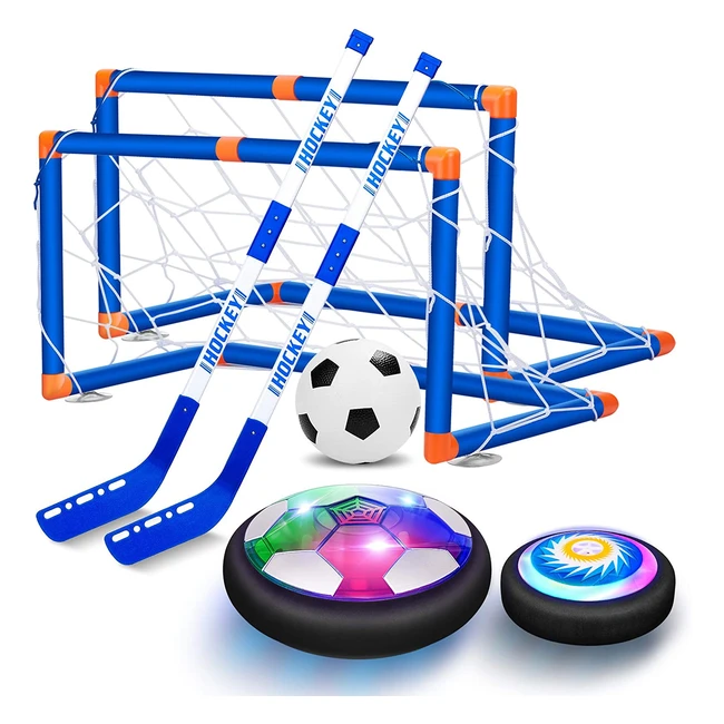 Sillbird Hover Hockey Soccer 2-in-1 Set - LED Lights Rechargeable IndoorOutdo