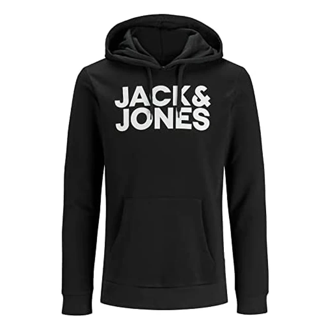 Felpa con cappuccio Jack & Jones JJECorp Logo Noos nera per uomo - Regolare, stampa XX - Cotone 80%, poliestere 20%