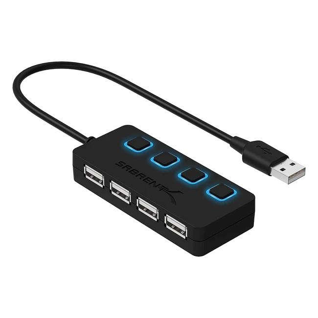 Hub USB Sabrent 4 ports avec commutateurs et voyants individuels pour laptop Ma