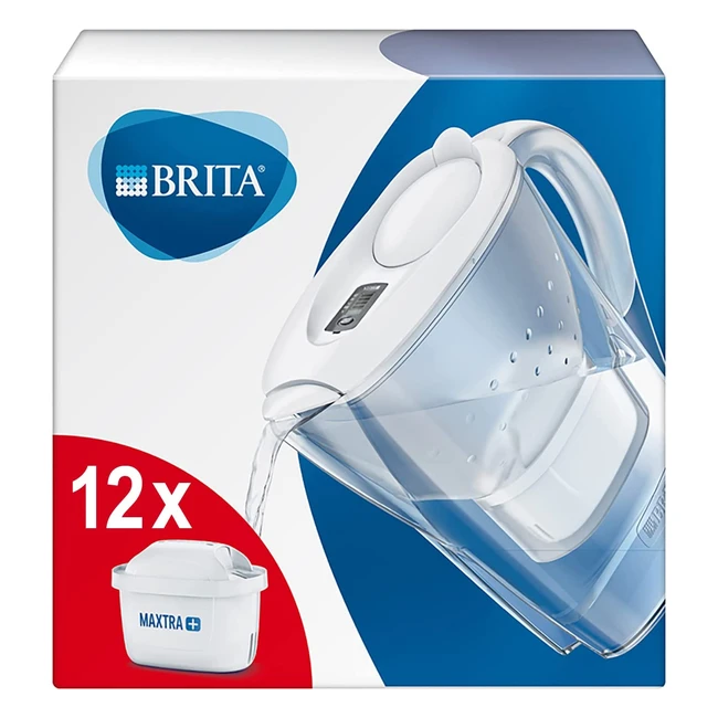 BRITA Marella Wasserfilter 12-Monats-Pack inkl. 12 Maxtra Filterkartuschen - Weiß