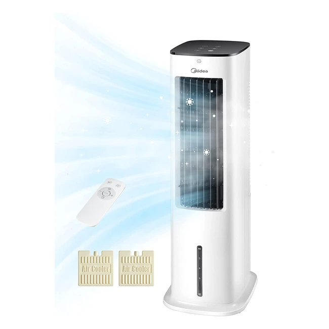 Enfriador de aire Midea 4 en 1 con refrigeración por agua de 5L, humidificador e ionización - Sin manguera de escape