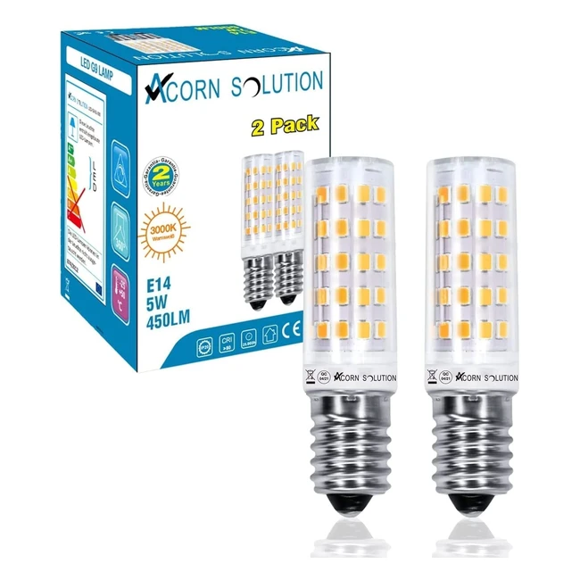 AcornSolution 5W SES Cooker Hood Lamp T25 240V Warm White 2 Pack - Energy Saving, High Brightness