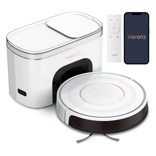 Aspirateur robot Verefa V60 Pro avec vidage automatique, 2700pa d'aspiration, compatible avec Alexa - idéal pour animaux domestiques et sols durs