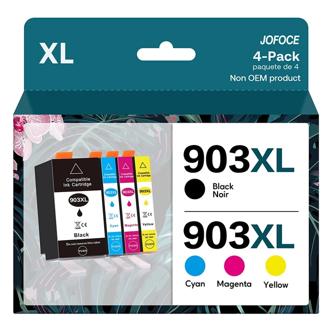 Cartouches dencre de remplacement Jofoce 903XL pour HP 903 XL 4-pack - Grande