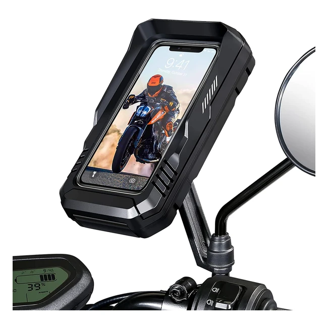 Waterproof Motorcycle Phone Mount - 360° Rotatable Holder for Phones up to 6.7'' - Anti-Shake & Sun Visor - #RideSafe